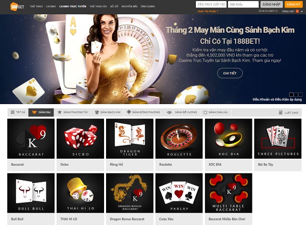 Sảnh Đại 188BET Tổng hợp 9 game Casino trực tuyến hot nhất 2022